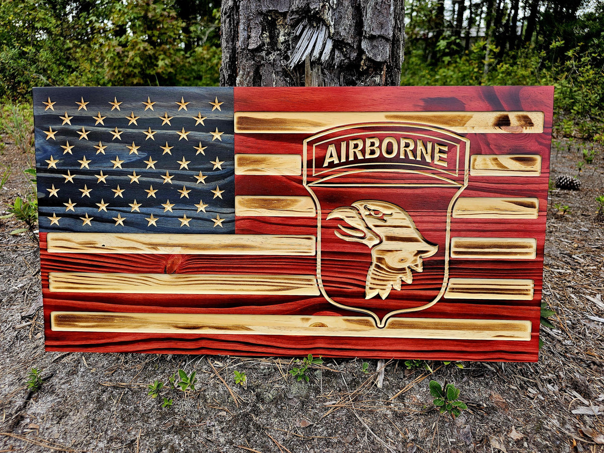 Wooden 101st Airborne Division United States Army Flag Sign USA