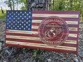 Wooden Marine Circle American Flag Sign USA