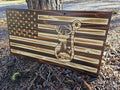 Wooden Deer Hook Hunting Fishing Flag Sign USA